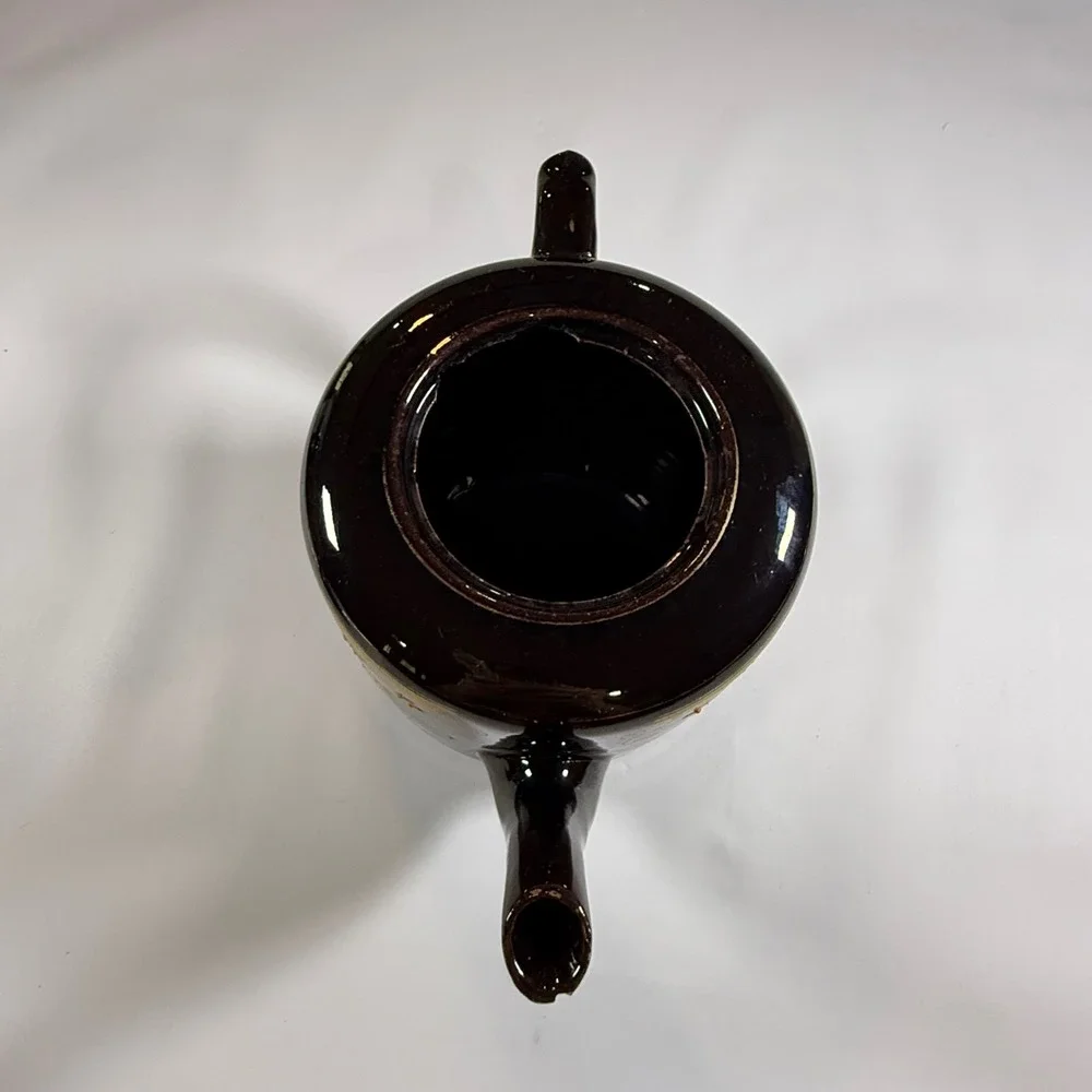 VTG Lingard Webster &‎ Co Teapot Tunstall England Black Gold Floral Chinoiserie